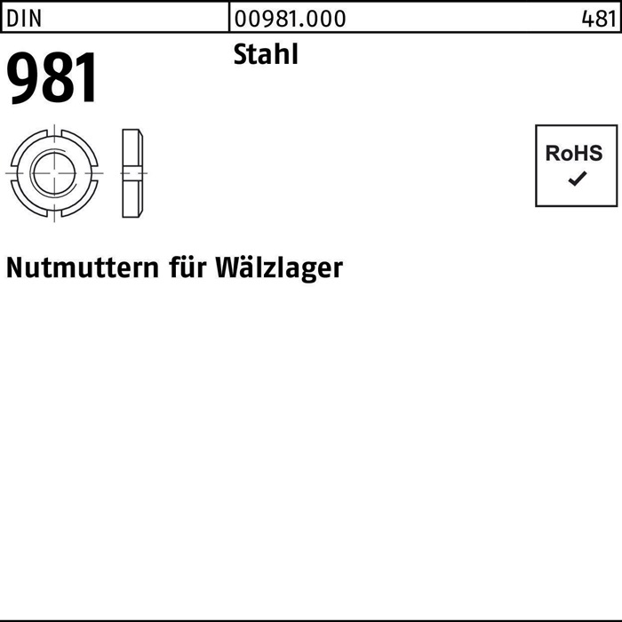 Nutmutter DIN 981 KM22 M110x2 Stahl 1 Stück