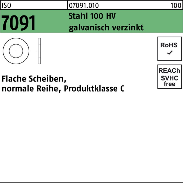 Unterlegscheibe ISO 7091 48 Stahl 100 HV galv.verz. 25 Stück