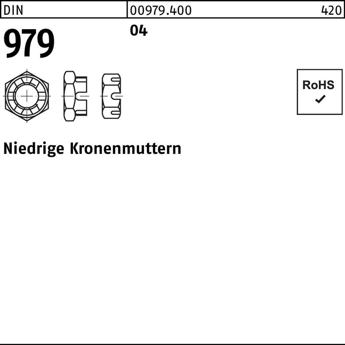 Kronenmutter DIN 979 niedrig M24 Automatenstahl 25 Stück