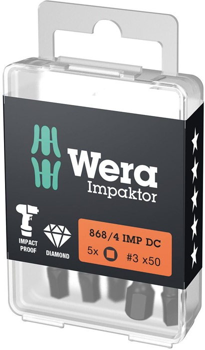 Bit 868/4IMP DC DIN3126-D6,3/ISO1173 4-KT.3 L.50mm diamantbeschichtet CV-Mo Wera