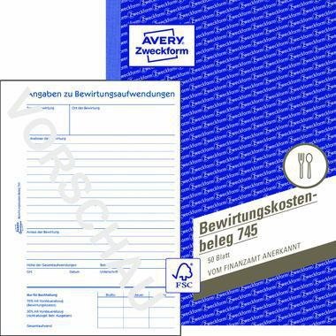 Avery Zweckform Bewirtungskostenbeleg 745 DIN A5