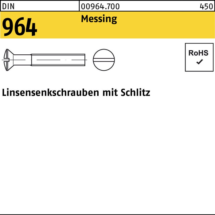 Linsensenkschraube DIN 964 Schlitz M8x 30 Messing 100 Stück