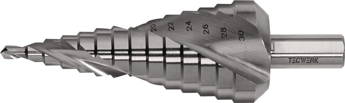 Stufenbohrer Bohrber.4-30mm HSS Spiralnut Z.2 Stufen 14 TECWERK