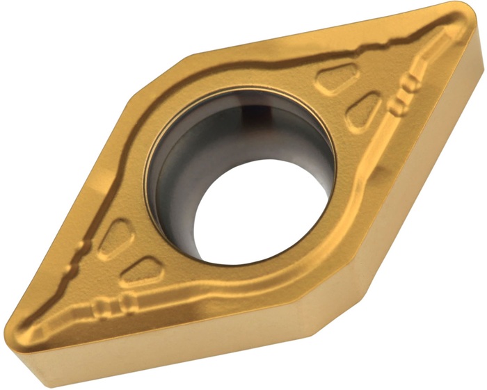 Drehwendeschneidplatte ISO DCMT 11T304E-UR:TT310 D.4,4mm PVD beschichtet Gold