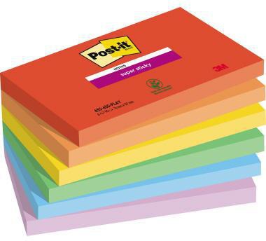 Post-it Haftnotiz Super Sticky 655-6SS-PLAY 127x76mm sort 6St.