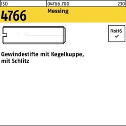 Gewindestift ISO 4766 Kegelkuppe/Schlitz M6x 6 Messing 100 Stück