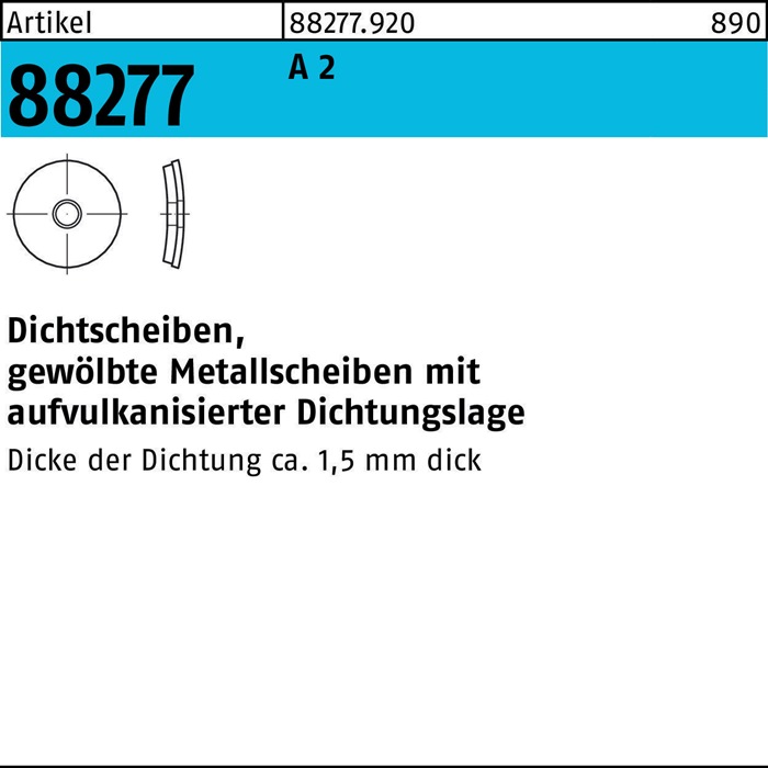 Dichtscheibe R 88277 Dichtungslage 25x 8,5x 1 A 2 1000 Stück