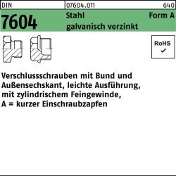Verschlußschraube DIN 7604 Bund AM 12x 1,5 Stahl galv.verz. 50 Stück