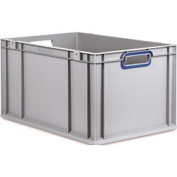 Transportstapelbehälter L600xB400xH320mm grau PP offener Griff blau