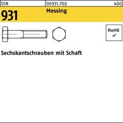 Sechskantschraube DIN 931 Schaft M12x 70 Messing 50 Stück