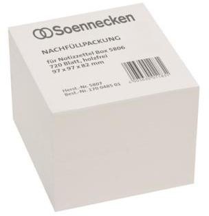 Soennecken Zettelboxeinlage 5807 97x97x82mm weiß 720 Bl./Pack.