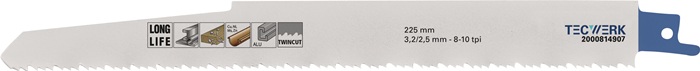 Säbelsägeblatt L.225mm B.22mm TPI 8/10 3,2/2,5mm 3 St./Karte TW
