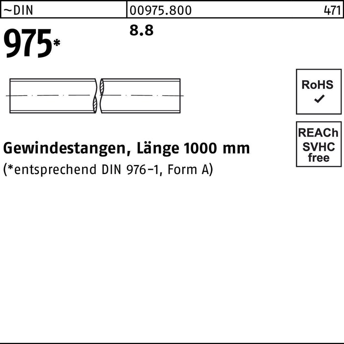 Gewindestange DIN 975 M24x 1000mm 8.8 1 Stück