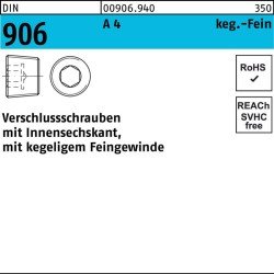 Verschlußschraube DIN 906 Innen-6kt M20x 1,5 A 4 100 Stück