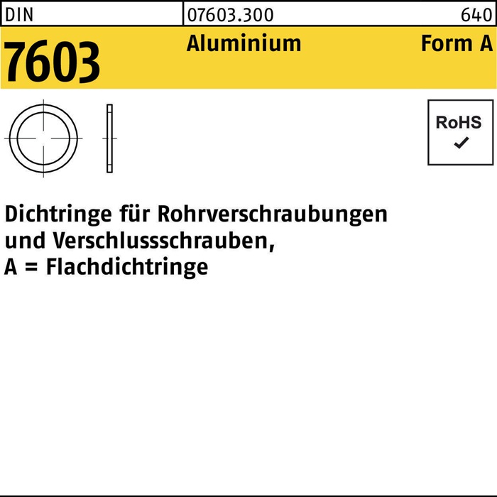 Flachdichtring DIN 7603 8x11,5x1 Aluminium 100 Stück