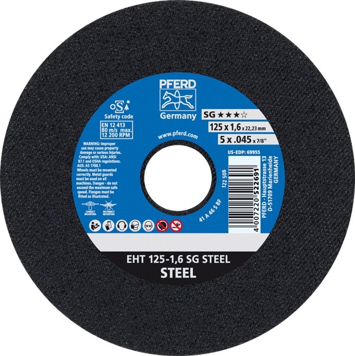 Trennscheibe SG STEEL D125x1,6mm ger.STA Bohr.22,23mm PFERD