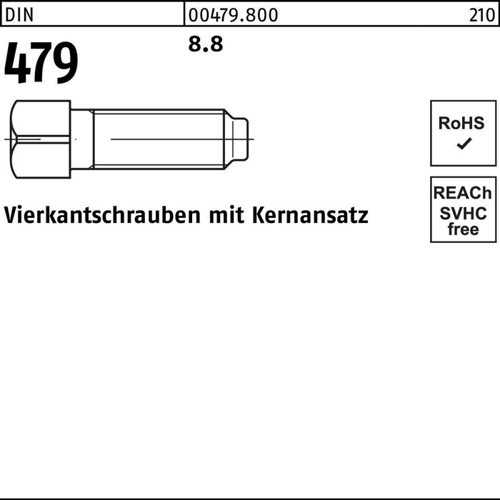 Vierkantschraube DIN 479 Kernansatz M10x 30 8.8 50 Stück