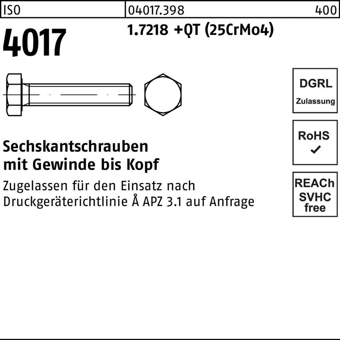 Sechskantschraube ISO 4017 VG M16x 55 1.7218 +QT (25CrMo4) 50 Stück