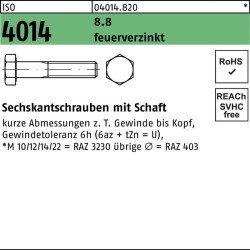 Sechskantschraube ISO 4014 Schaft M12x 200 8.8 feuerverz. 25 Stück