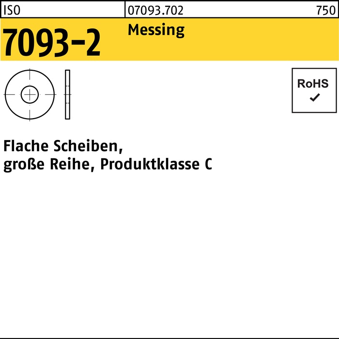Unterlegscheibe ISO 7093-1 4 Messing 100 Stück