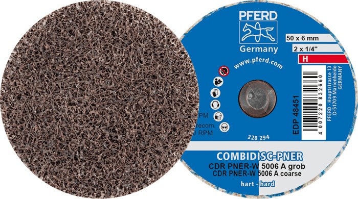 Vliesronde CDR PNER-H 5006 A F D.50mm K.G (grob) B.6mm H (hart) 19100min-¹ PFERD