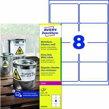 Avery Zweckform Etikett L4715-20 99,1x67,7mm ws 160 St./Pack.