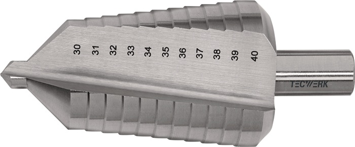 Stufenbohrer Bohrber.30-40mm HSS ger.genutet Z.2 Stufen 11 TECWERK