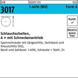 Schlauchschelle DIN 3017 W2 FormA 8- 16/9 C7 1.4016 galv.verz. 100St.