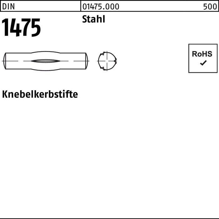 Knebelkerbstift DIN 1475 8x 32 Stahl 100 Stück
