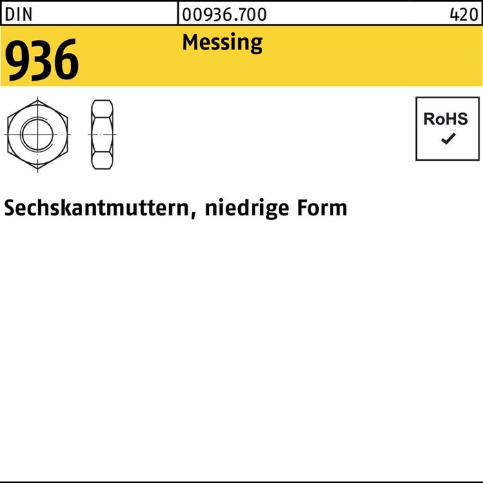 Sechskantmutter DIN 936 M14 Messing 50 Stück