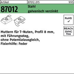 T-Nutenmutter R 87012 Führungssteg/o.Potenzialausgl. 8mm M8 Sta galv.verz. 100St