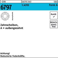 Zahnscheibe DIN 6797 FormA außengezahnt A 8,4 1.4310 100 Stück