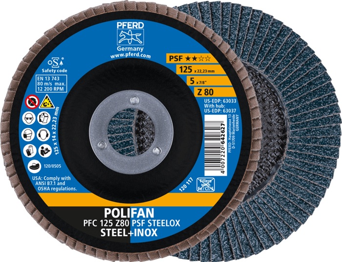 Fächerscheibe POLIFAN Z PSF STEELOX D.125mm K.80 kon.STA/INOX ZK PFERD