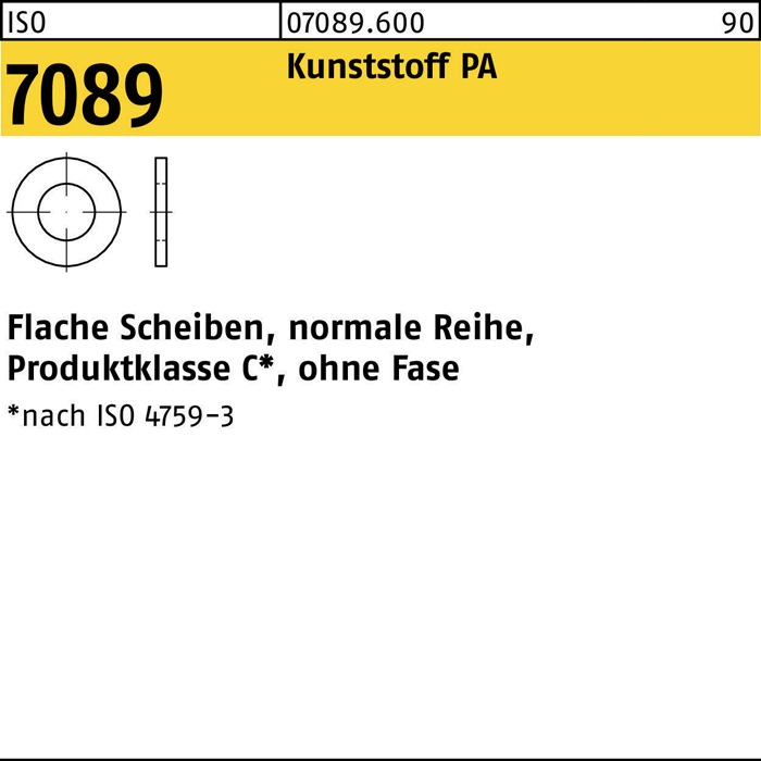 Unterlegscheibe ISO 7089 o.Fase 22 Polyamid 100 Stück