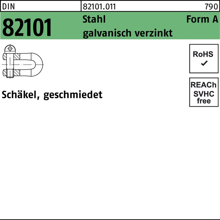 Schäkel DIN 82101 A 0,25 Stahl galv.verz. 50 Stück