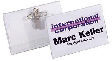 DURABLE Namensschild 815719 40x75mm Kombiklemme tr 50 St./Pack.