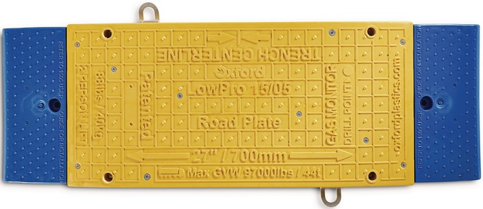 Grabenbrücke LowPro® 15/05 Road Plate gelb-blau L.1500mm B.500mm 44 t G.40kg