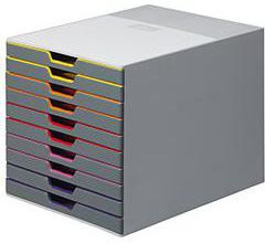 DURABLE Schubladenbox VARICOLOR 10 761027 10Schubfächer grau/bunt