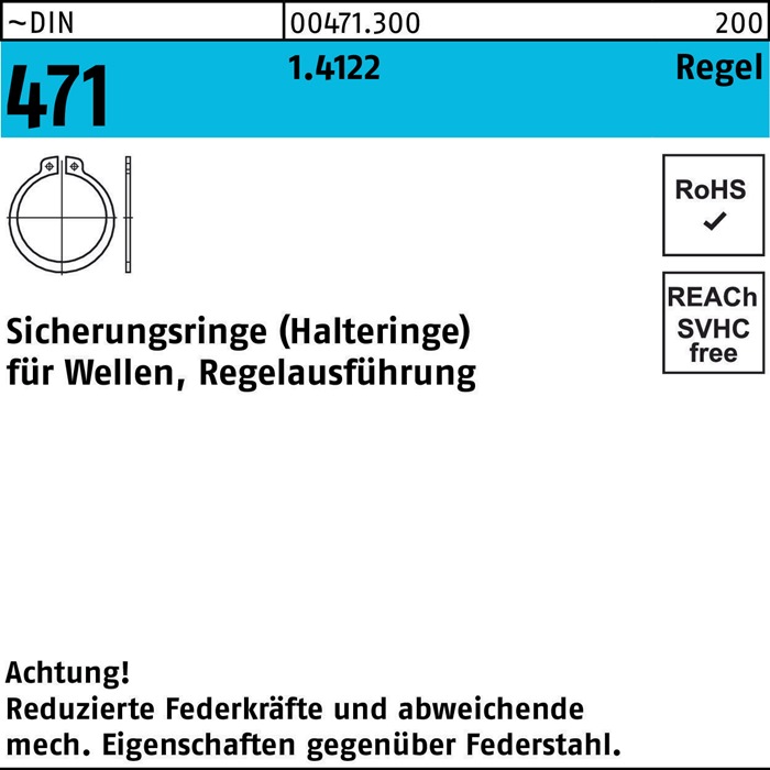 Sicherungsring DIN 471 68x 2,5 1.4122 Regelausf. 1 Stück
