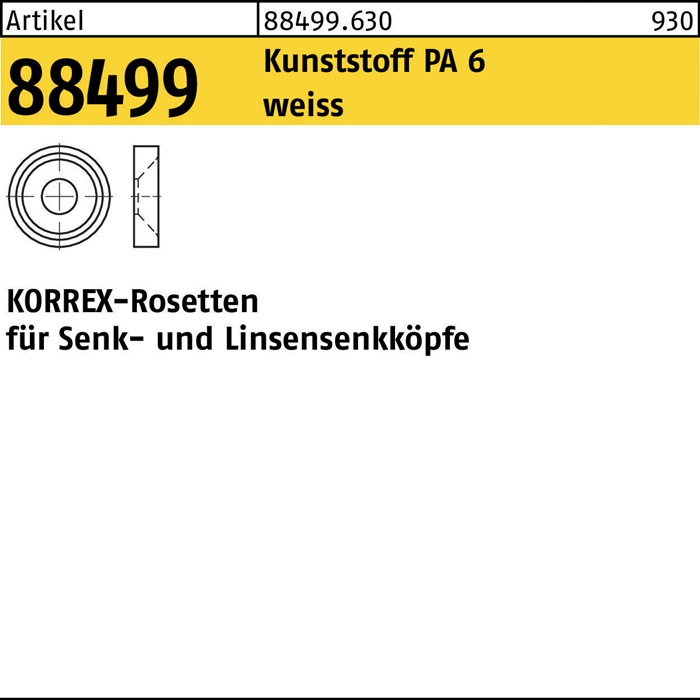 Rosette R 88499 KORREX 806 - M6x4,6 Polyamid 6 weiß 100 Stück DUBO