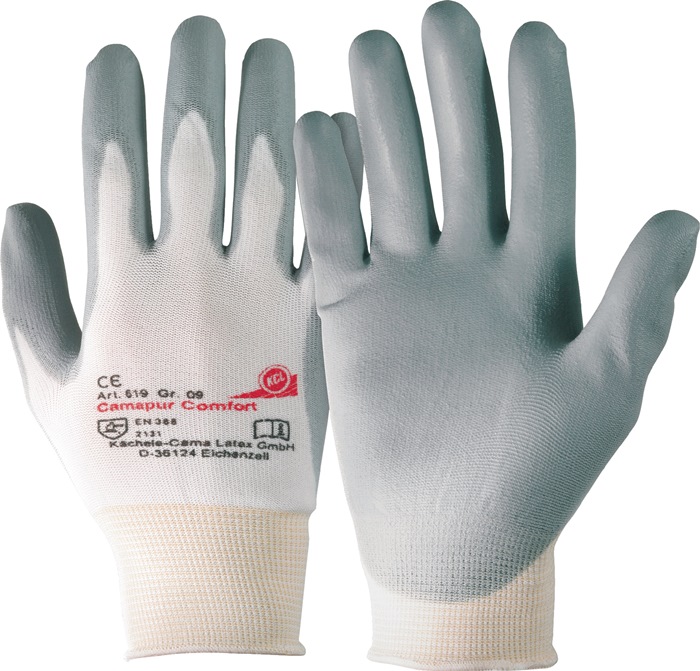 Handschuhe Camapur Comfort 619+ Gr.8 weiß/grau Polyamid mitPUR EN 388 Kat.II