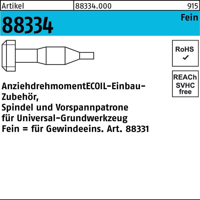 Einbauzubehör R 88334 Spindel/Vorspannpatrone M8x 1 Stahl 1 Stück AMECOIL
