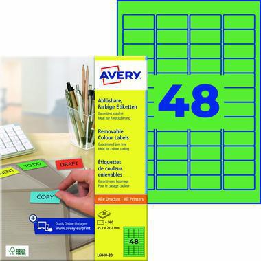 Avery Zweckform Etikett L6040-20 45,7x21,2mm grün 960 St./Pack.