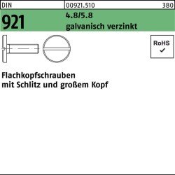 Flachkopfschraube DIN 921 Schlitz M4x 10 4.8/5.8 galv.verz. 100St.
