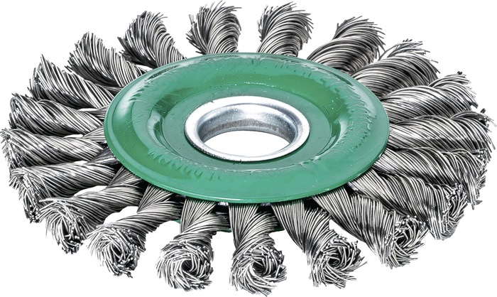 Zopfrundbürste D.125mm Bohr.Drahtstärke 0,5mm VA 14mm 12500min-¹ LESSMANN