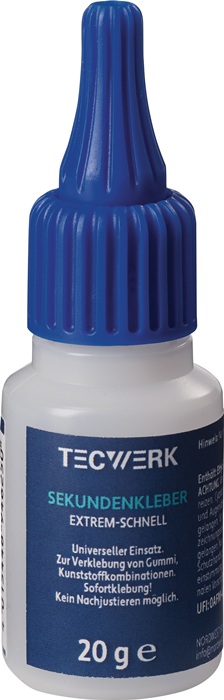 Sekundenkleber extrem schnell 20g farblos Flasche TECWERK