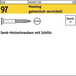 Holzschraube DIN 97 SEKO Schlitz 2,5x12 Messing galv. vernickelt 200St.
