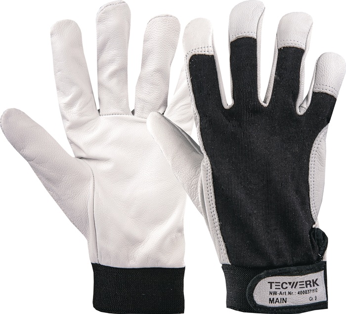 Handschuhe Main Gr.10 schwarz/naturfarben EN 388 PSA II TECWERK