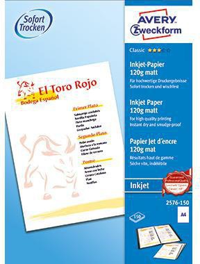 Avery Zweckform Inkjetpapier Classic 2576-150 weiß 150 Bl./Pack.