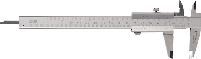 Taschenmessschieber DIN 862 150mm m.Schr.eck.f.Linkshänder TECWERK
